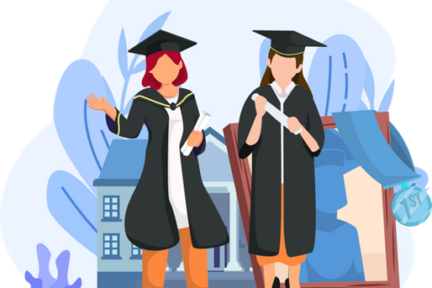 girls-with-graduation-degree-illustration-download-in-svg-png-gif-file-formats--ceremony-celebration-achievement-pack-school-education-illustrations-5974645